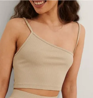 NA-kd Chic Beige Ribbed Crop Top thumbnail 1
