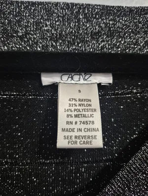 Y2K Vintage Cache 90s 2000s grey Metallic Ribbed Off The Shoulder Knit Top Small thumbnail 4