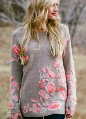 Anthropologie Sleeping on Snow Ranunculus sweater thumbnail 1