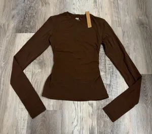 Skims fits everybody long sleeve shirt cocoa brown size xxsmall thumbnail 1