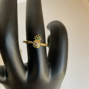 Gold-Plated Pineapple Necklace & Ring Set Sparkling Rhinestones Fashion Jewelry thumbnail 7