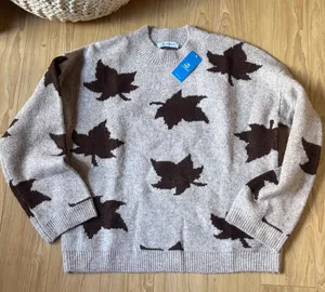 Cupshe Crewneck Sweater in  Leaf Pattern thumbnail 1