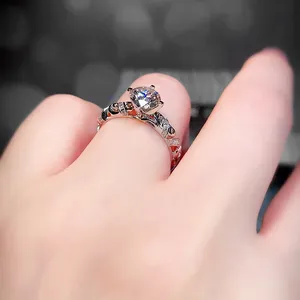 18K White Gold Plated Adjustable 1.5 CT CZ Diamond Wedding Ring for Women thumbnail 5
