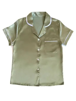 Maid of Honor Satin Pajama Set Sage Green Size Small thumbnail 3