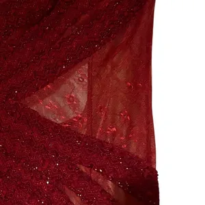 Azzure Couture Burgundy Beaded Lace Open Back Mermaid Evening Gown Dress 6 thumbnail 5
