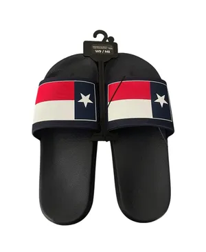 NWT Texas Flag Slip On Slider Sandals Navy Unisex W9/M8 Everyday Beachwear Pool thumbnail 1