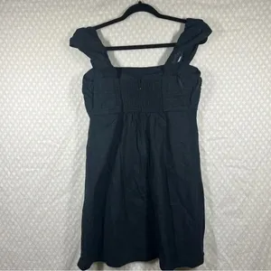 Abercrombie & Fitch Black Emerson Linen Blend Pleated Mini Dress‎ thumbnail 6
