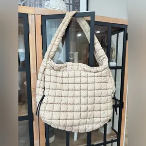 FP Movement quilted tote bag carryall beige sand hobo large zipper shoulder thumbnail 9