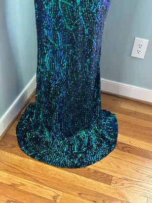 Sequin Dress with black, Green and Blue Pattern- xl nwot thumbnail 5