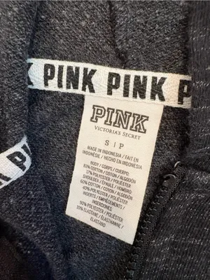 Victoria’s Secret PINK Zip Up Hoodie Small Black Neon Green Athletic Lounge Y2K thumbnail 3