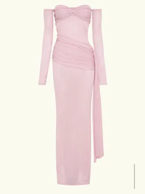 Meshki Ingrid Metallic Knit Maxi Dress in Baby Pink NWT thumbnail 3