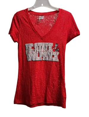 Pro Edge NC State Wolfpack Red‎ V Neck T Shirt Women's Size M thumbnail 1
