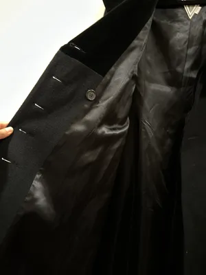 Marvin Richards Vintage Long Wool Coat Double Breasted Black Fur Collar Size 2 thumbnail 6