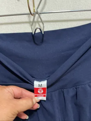 Wide-Leg High-Rise Pants in Navy with Crossover Waistband thumbnail 2