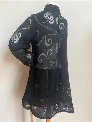 Kaktus Floral Sheer Button-Front Women's Coat sheer cutouts avant garde thumbnail 5