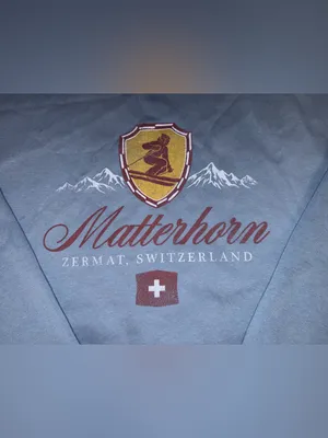 NWT Mad Engine Matterhorn Zermatt Switzerland Graphic Sweatshirt Blue Medium thumbnail 2