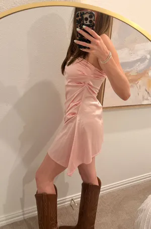 Satin Pink Mini Dress Size M thumbnail 3