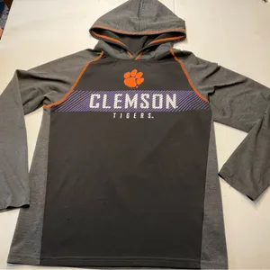 Clemson Tigers Hoodie Adult Sz S Gray Logo Champion Lightweight Sweatshirt thumbnail 1