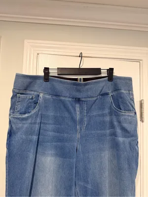 NWOT Halara Size 2X Pull On Wide Leg Jeans Blue Stretch Denim High Rise Regular thumbnail 2