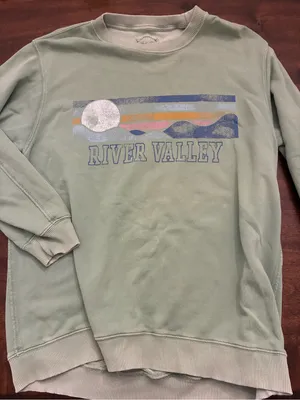 Aerie Crewneck Sweatshirt Medium Graphic River Valley Green tiny stains thumbnail 1
