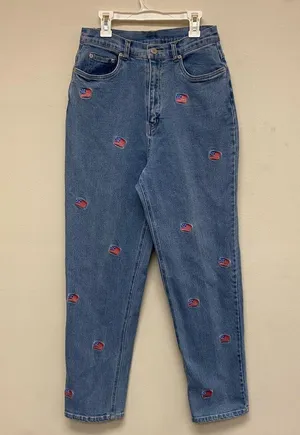 Vintage Americana Embroidered American Flag High Waisted Jeans size 8 thumbnail 1