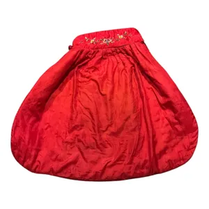 Vintage Red Silk Embroidered Padded Cape with Floral Satin Stitch Detail small thumbnail 9