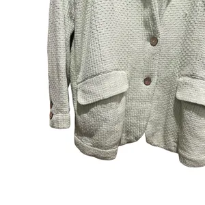 Free People Woven Textured Button Front Jacket Light Green Womens Size Medium thumbnail 2