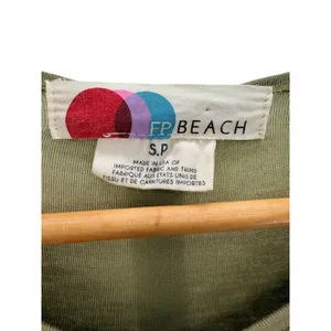Free People FP Beach Vance Mini Dress S Green Wrap Keyhole Knit Long Sleeve thumbnail 3