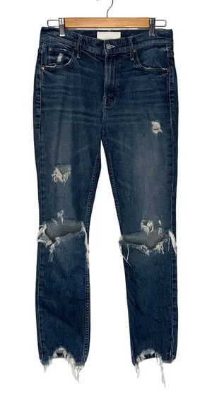 Mother The Flirt Ankle Jeans Women 28 Blue Good Distressed Ripped Superior thumbnail 1