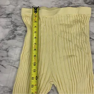 Free People x Significant Other Sylivia Ribbed Yellow Flare flowy Pants Size 4 thumbnail 7