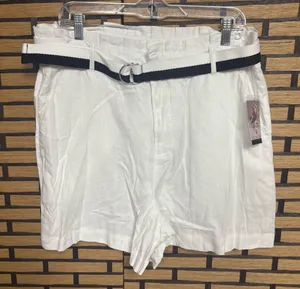 Sofia Vergera White Blend Linen Blend Shorts Size‎ 14 thumbnail 1