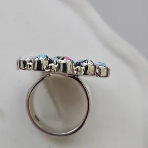Cotton Candy Turquoise Flower Ring thumbnail 3