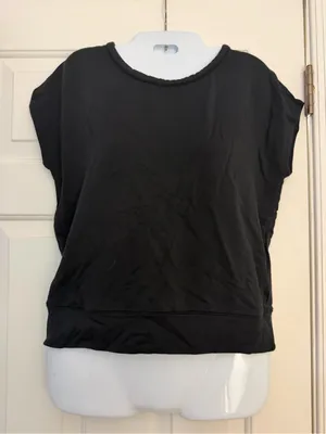 Athleta Black Open Back Workout Top Women's M Yoga Athletic Tee thumbnail 1