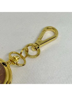 joy & iman Pocket Watch Quartz Clip On Purse Fob Gold Tone brown dial running thumbnail 3