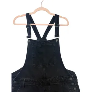 Madewell Denim Short Overalls Black‎ Wash Raw Hem XL Women's Shortalls thumbnail 4