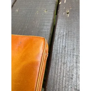Vintage Tan Leather Clutch Bag Silver Chain Shoulder Strap Frame Top Cognac thumbnail 6