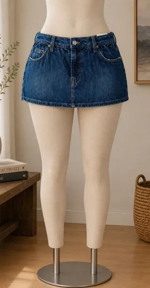 We The Free Denim Micro Mini Skirt Size 25 Dark Wash Built-In Shorts thumbnail 1