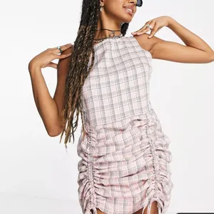 New Heartbreak‎ ruched mini dress in pink check thumbnail 2