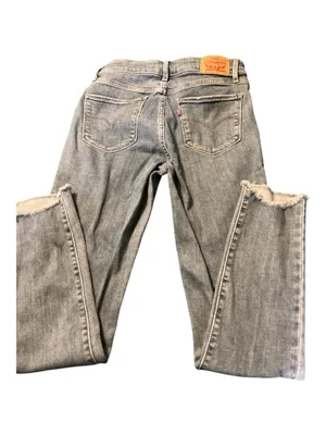 Levi’s 725 High Rise Straight Leg Jeans Light Wash Raw Cut Hem thumbnail 2