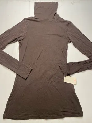 H&M Divided Brown Turtleneck Stretchy Sz 8 Minimalist Y2K NWT Carolyn Bessette thumbnail 2