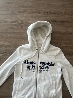 Abercrombie & Fitch Y2K Hoodie Womens XS White Sherpa Lined Full Zip Vintage thumbnail 7