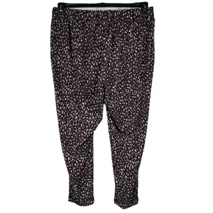 Torrid SZ 1 (1X-Large) Taper Crepe Pants Stretch Leopard Hi-Rise Pleated Purple thumbnail 3