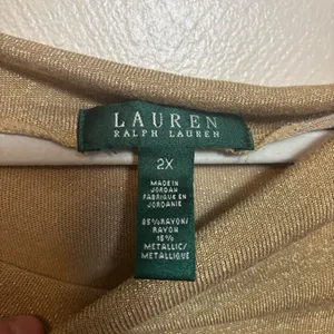 Lauren Ralph Lauren Womens Shirt Top Rayon Metallic Knit Boatneck Gold Size‎ 2X thumbnail 2