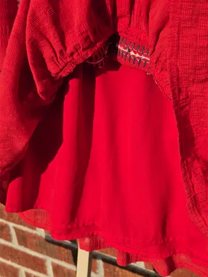 Knox Rose Red Floral Embroidered V-Neck Flutter Sleeve Dress | Size M thumbnail 8