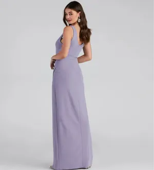 Windsor purple slit formal dress thumbnail 4