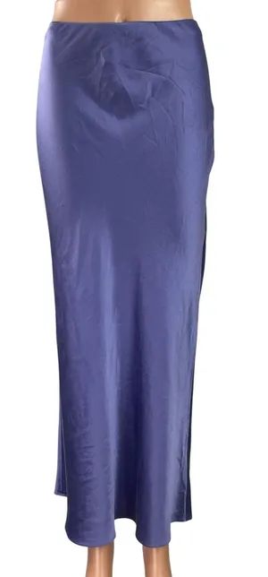 Reformation Purple Silky Satin High Waist Straight Maxi A-Line Slip Skirt Size 4 thumbnail 1