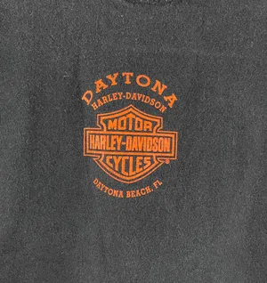 Harley Davidson Vintage Y2K Black Orange Large Emblem Logo Moto Graphic Tee thumbnail 10