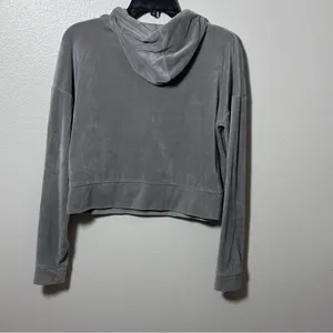 SO The Lounge Life Softest Hoodie Fleece Gray Cropped‎ Size Small. thumbnail 6