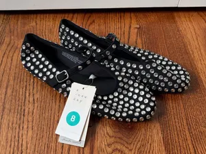 a new day Black Studded Mary Jane Flats size 8 New thumbnail 1