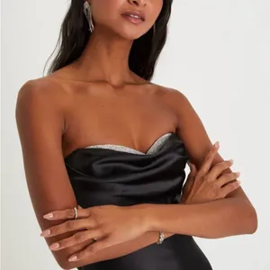 Lulu's Elegant Black Strapless Gown thumbnail 4